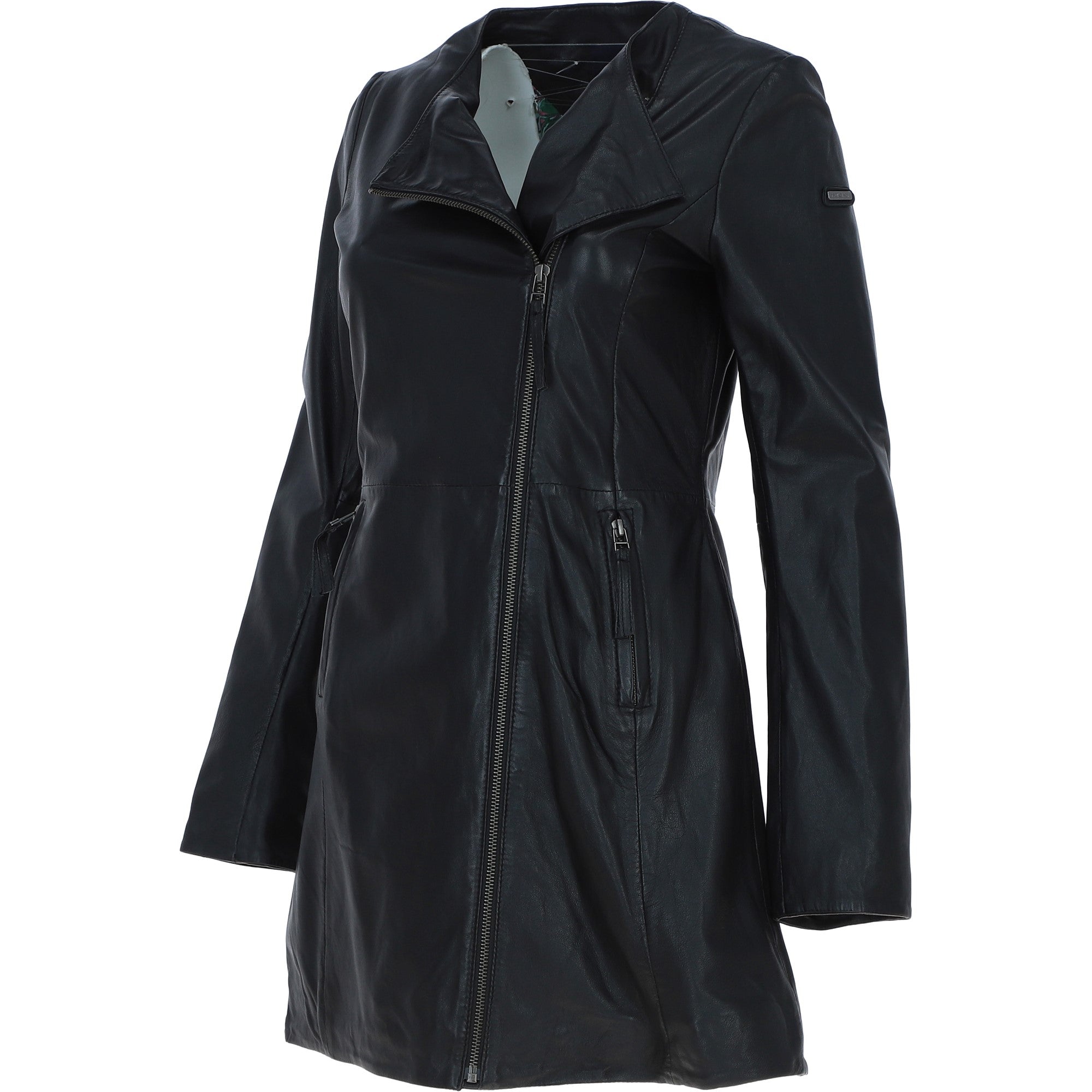 Ladies 3/4 Side Zip Leather Jacket Black: Aroma