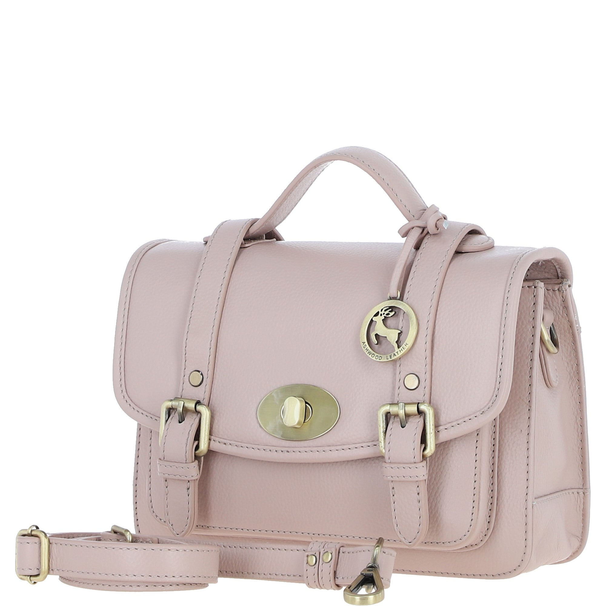 Stylish Ashwood Leather Large Satchel Bag Beige: Y-63