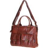 Executive Leather Laptop Bag with Buckle Pockets Bridge: TL-008