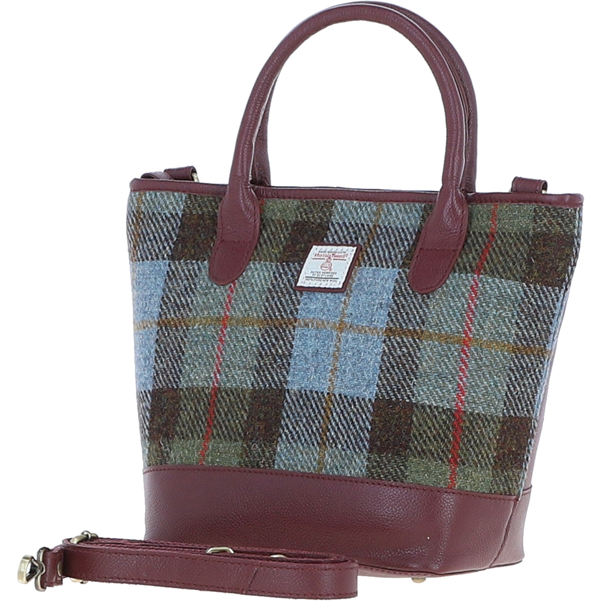 Ashwood Leather & Harris Tweed® Cloth Large Grab Bag Wine/Mcload: TW-64-17-WM