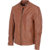 Ashwood Leather Mandarin Collar Men's Biker Jacket Tan: e-16110