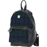 Exquisite Ashwood Leather & Harris Tweed® Cloth Large Rucksack Black/Watch: TW-43-03-BW
