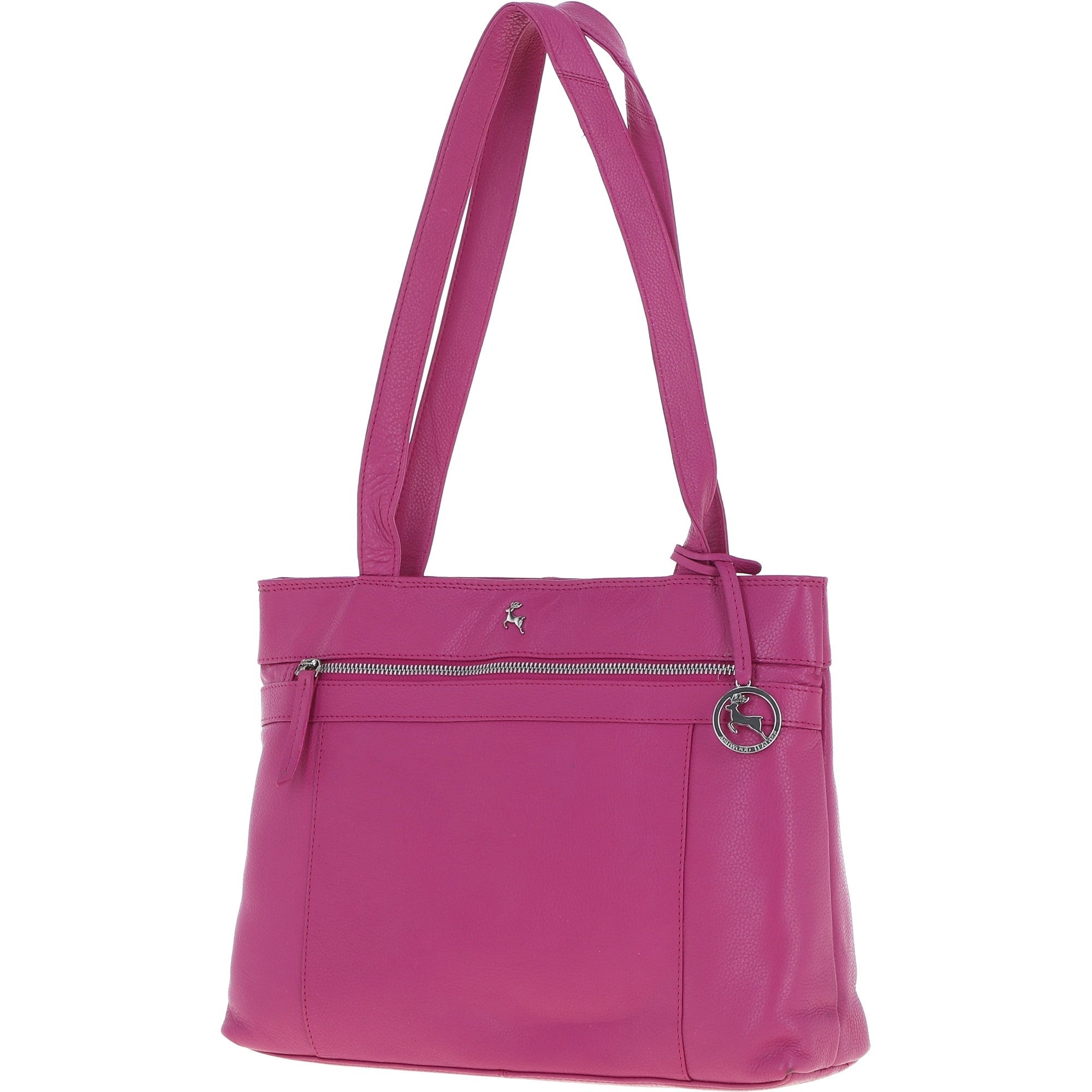 Classic Leather Zipped Shoulder Bag Berry: Derry