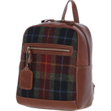 Authentic Ashwood Leather & Harris Tweed® Cloth Backpack Tan/Green/Red: TW-28-08-TR