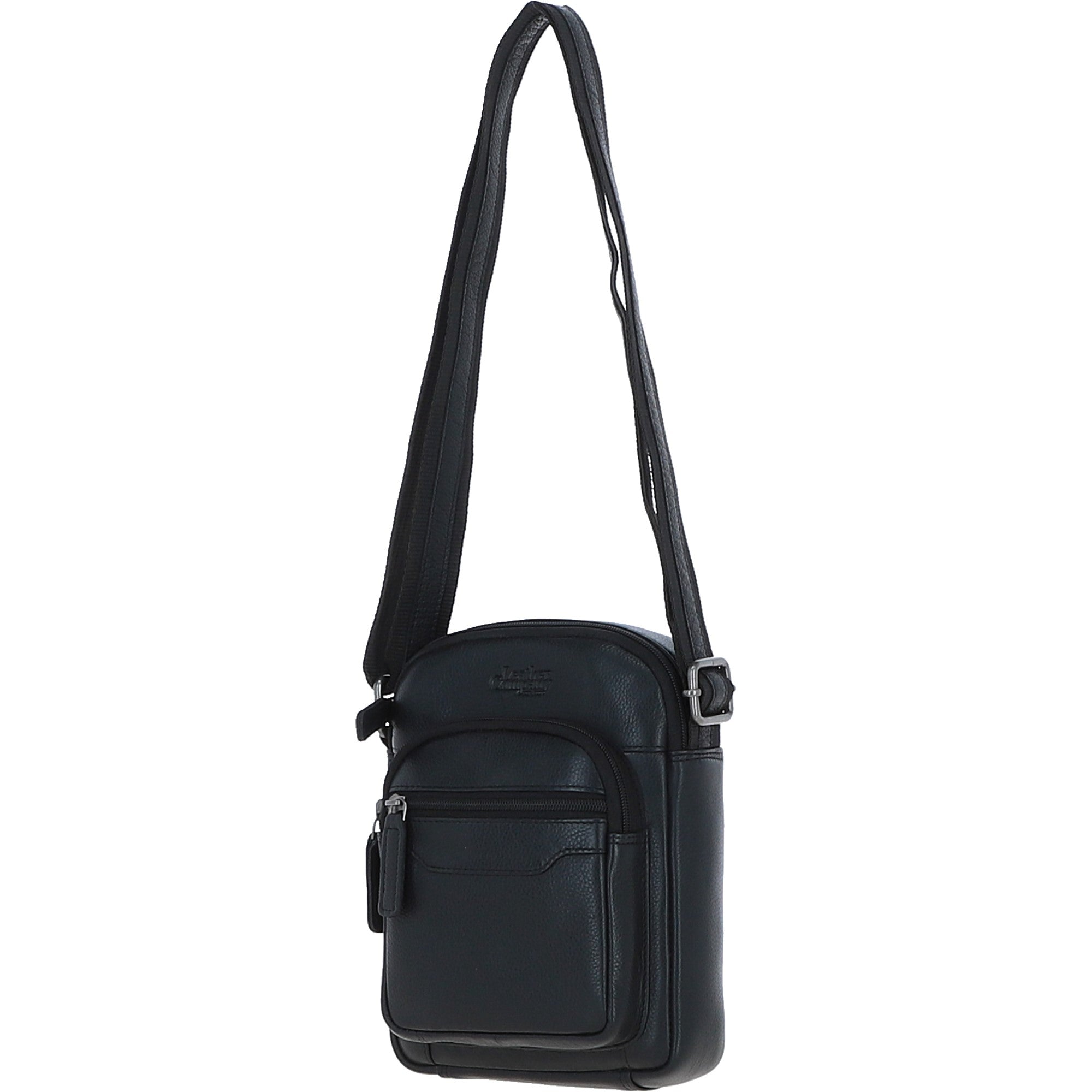 Real Leather Compact Crossbody Bag Black: SICILY