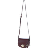 Real Leather Saddle Crossbody Bag Burgundy: 63753