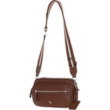 Compact Twin Zip Ashwood Leather Crossbody Bag Tan: X-35