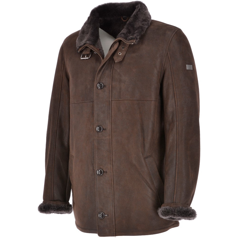 Classic Leather Sheepskin Coat Brown : Gerald