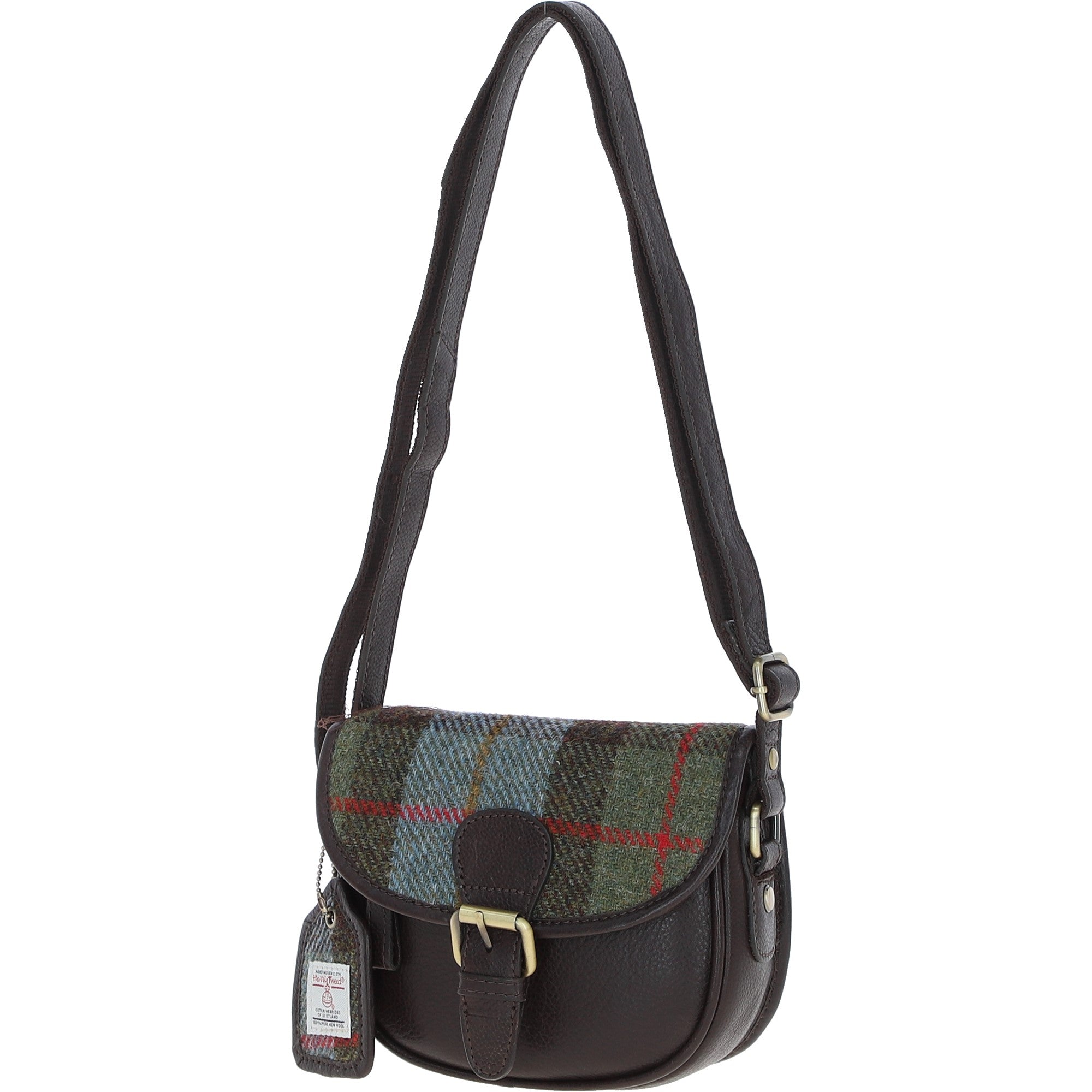 Ashwood Leather & Harris Tweed® Cloth Saddle Bag Brown/Mcload: TW-26-01-BM
