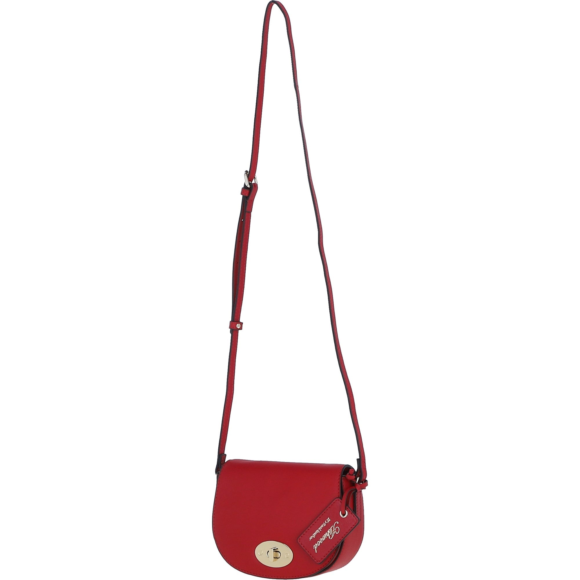 Real Leather Saddle Crossbody Bag Red: 63753