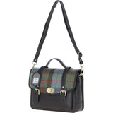 Ashwood Leather & Harris Tweed® Cloth Large Satchel Bag with Twist Lock Brown/Mcload: TW-35-01-BM