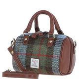 Ashwood Leather & Harris Tweed® Cloth Small Barrel Bag Tan/Mcload: TW-61-02-TM