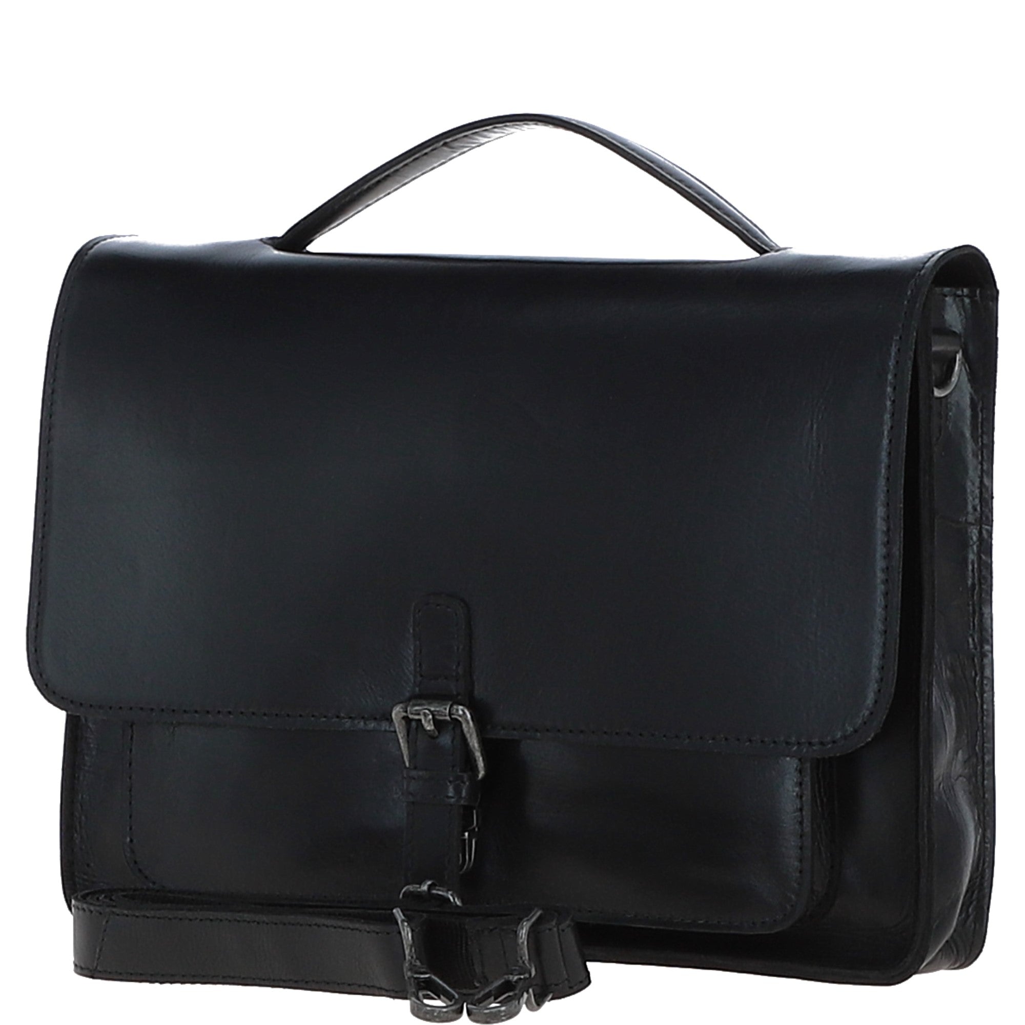 Ashwood Leather Unisex Large Crossbody Satchel Bag Black: P-63