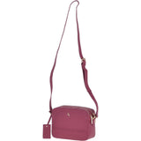 Zip Around 2 Section Small Leather Cross Body Bag Fuchsia – 62103