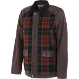 Ashwood Leather x Harris Tweed Men's Buff Lamb Leather Jacket with Corduroy Collar Brown/Red/Green: TW-903-07-BR