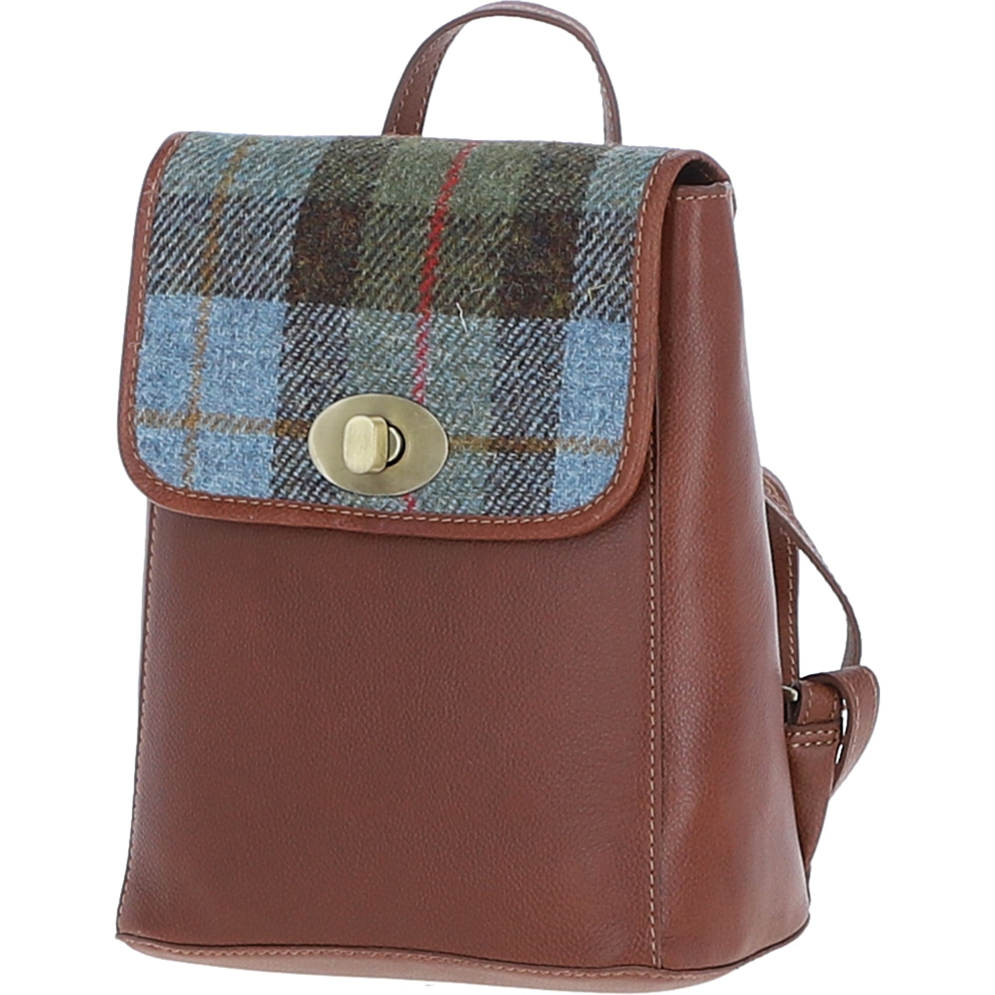 Ashwood Leather & Harris Tweed® Cloth Compact Backpack Tan/Mcload: TW-65-02-TM
