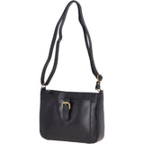 Vegetable Tanned Small Leather Shoulder Bag Black: V-27