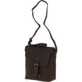 Tablet Friendly Medium Vintage Leather Messenger Bag Brown: Monti