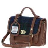 Ashwood Leather & Harris Tweed® Cloth Mini Satchel Bag with Twist Lock Tan/Watch: TW-32-04-TW