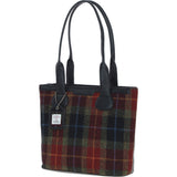 Ashwood Leather & Harris Tweed® Cloth Genuine Leather Shoulder Bag Black/Green/Red: TW-23-07-BR