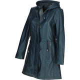 Stylish Ashwood Leather Ladies Three Quarter Jacket Navy: Emilia