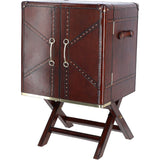 Luxury Genuine Leather Bar Cabinet Chestnut: LF-153