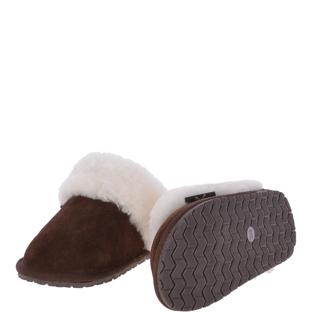 Classic Ladies Suede Sheepskin Slippers Brown