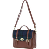 Ashwood Leather & Harris Tweed® Cloth Large Satchel Bag with Twist Lock Tan/Watch: TW-35-04-TW