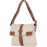 Fenland Canvas & Leather Crossbody Bag Tan/cream: FEN-754