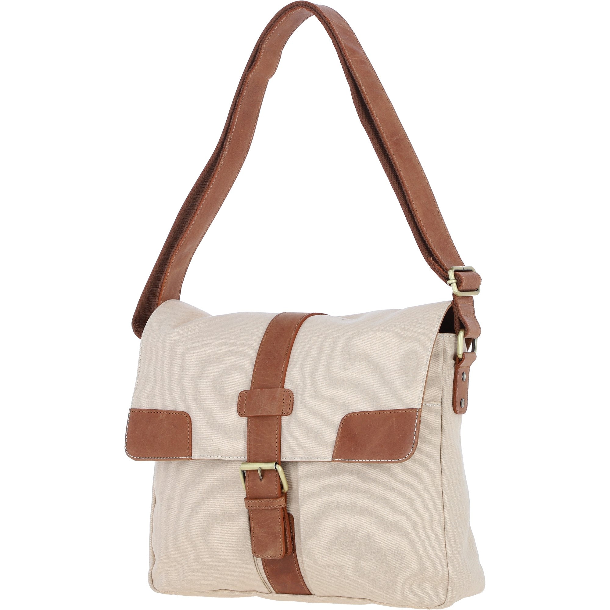 Fenland Canvas & Leather Crossbody Bag Tan/cream: FEN-754