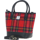 Ashwood Leather & Harris Tweed® Cloth Large Grab Bag  Black/Red: TW-64-14-BR