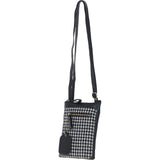 Authentic Ashwood Leather & Harris Tweed® Cloth Crossbody Bag Black/White: TW-29-012-BW