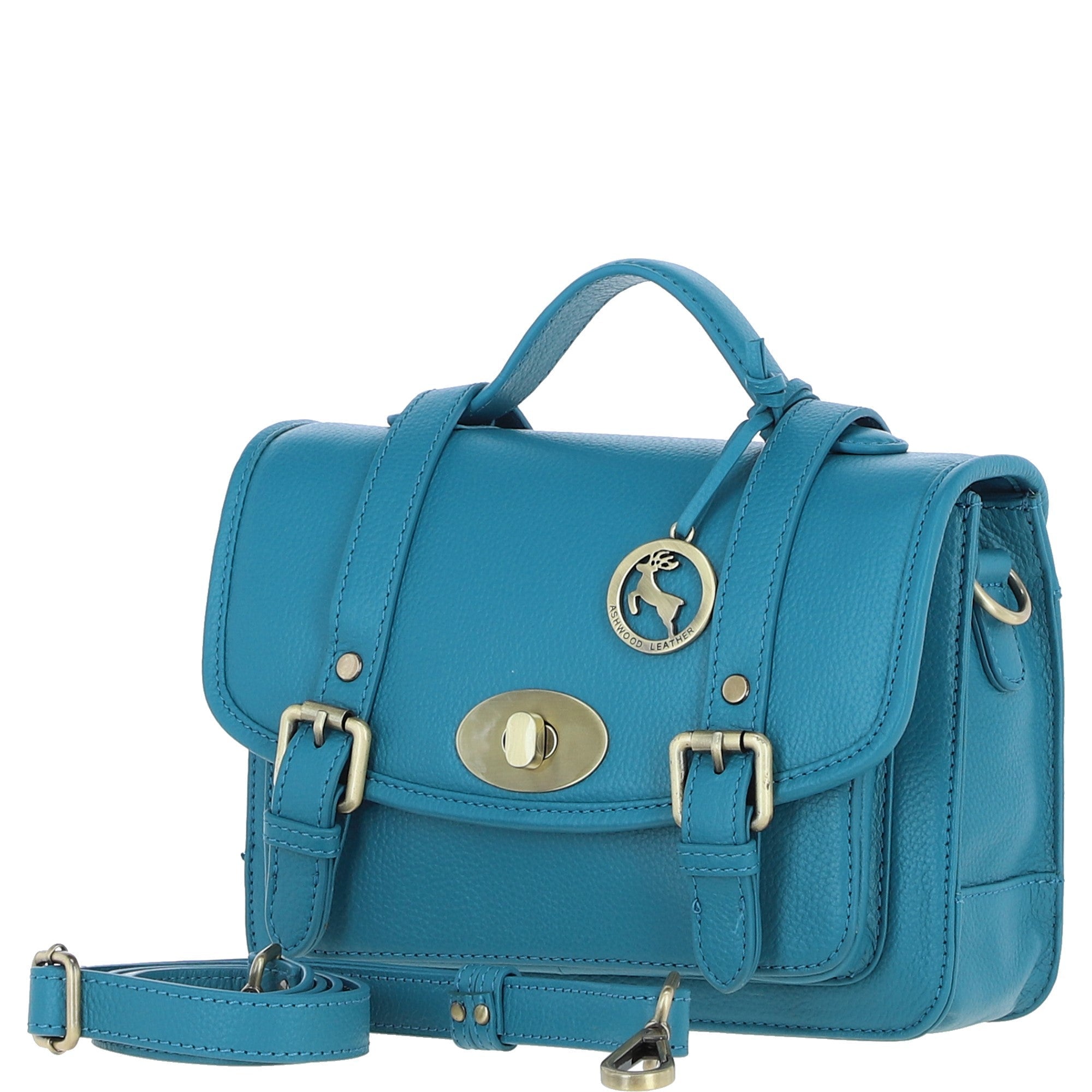 Stylish Ashwood Leather Large Satchel Bag Turquise: Y-63