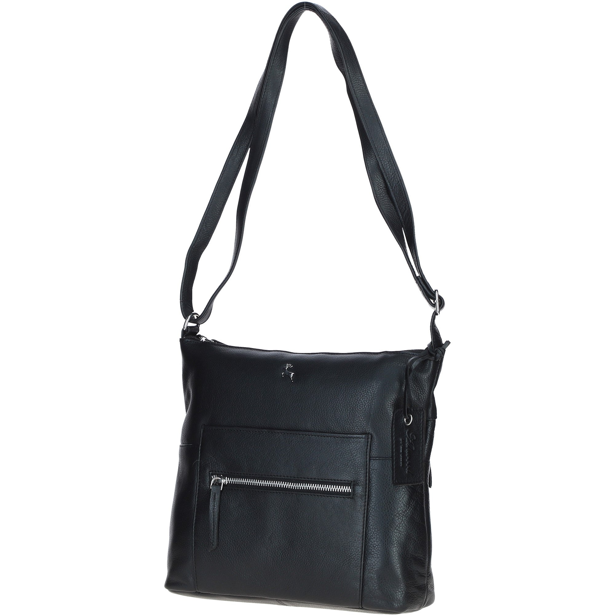 Versatile Leather Shoulder Bag Black: Bondoran