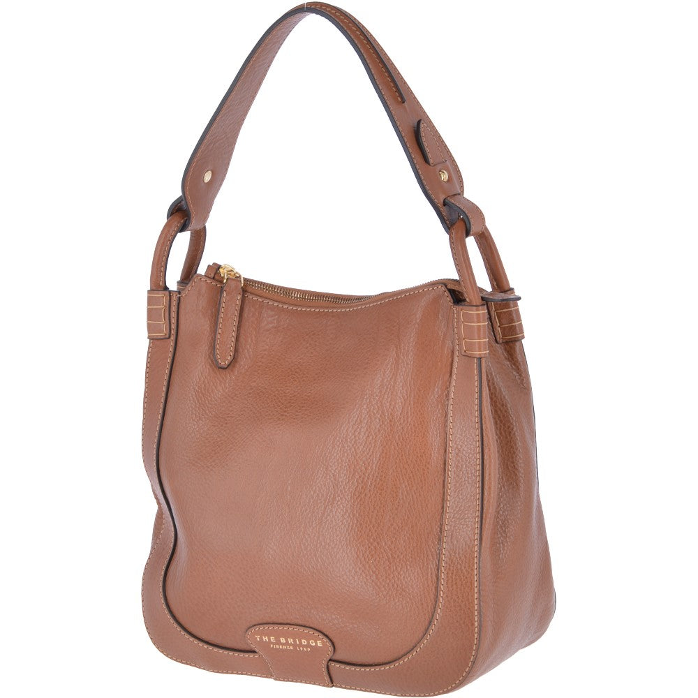 The Bridge Full Grain Italian Leather Hobo Bag Havana Gold - 040735 1P 2C NH