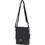 Ashwood Compact Leather Flap Over Bag Black: Q-42