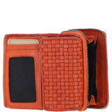 Vintage Woven Leather 7 Card Purse Orange:  D-82