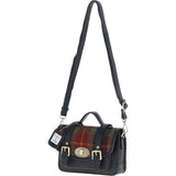 Ashwood Leather & Harris Tweed® Cloth Small Satchel Bag with Twist Lock Black/Green/Red: TW-33-07-BR
