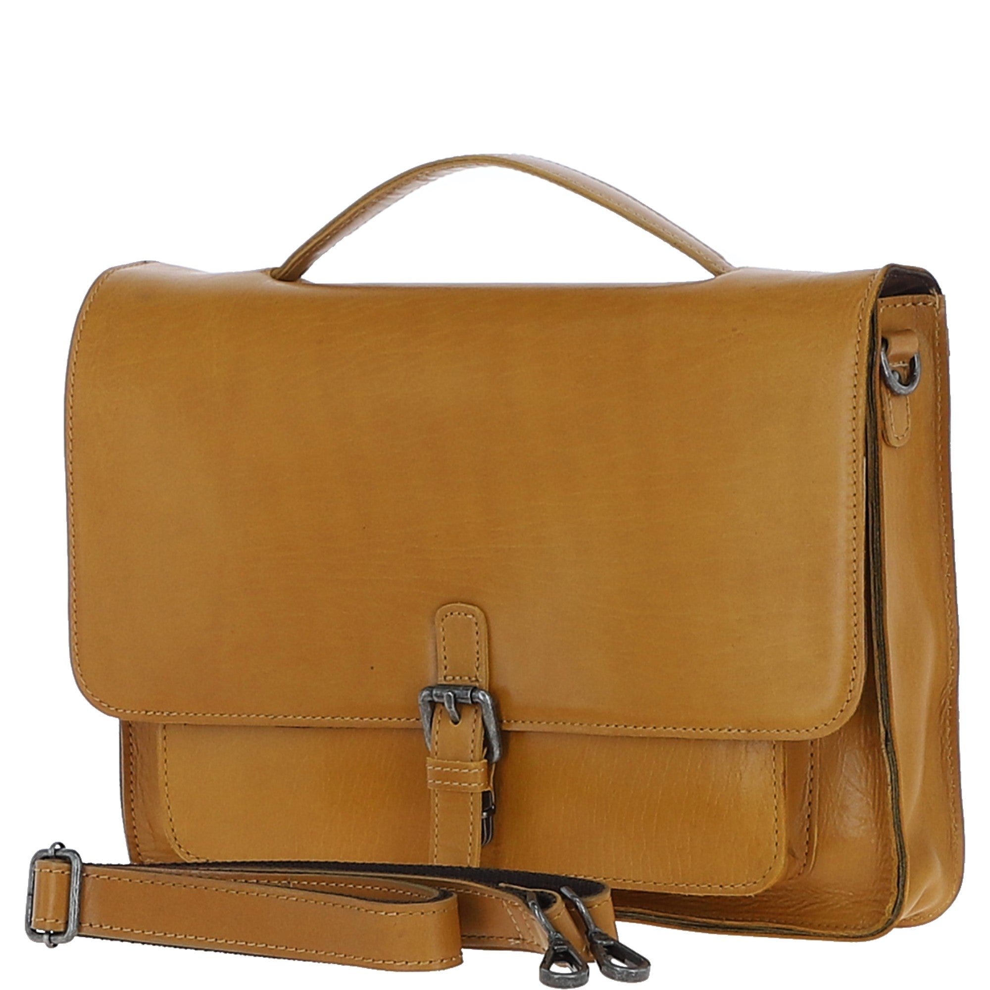 Ashwood Leather Unisex Large Crossbody Satchel Bag Mustard: P-63