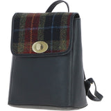Ashwood Leather & Harris Tweed® Cloth Compact Backpack Black/Green/Red: TW-65-07-BR