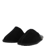 Fenland Classic Mens Suede Sheepskin Slippers Black/gray