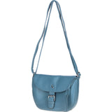 Leather Flap Shoulder Bag Avio Blue: Limerick