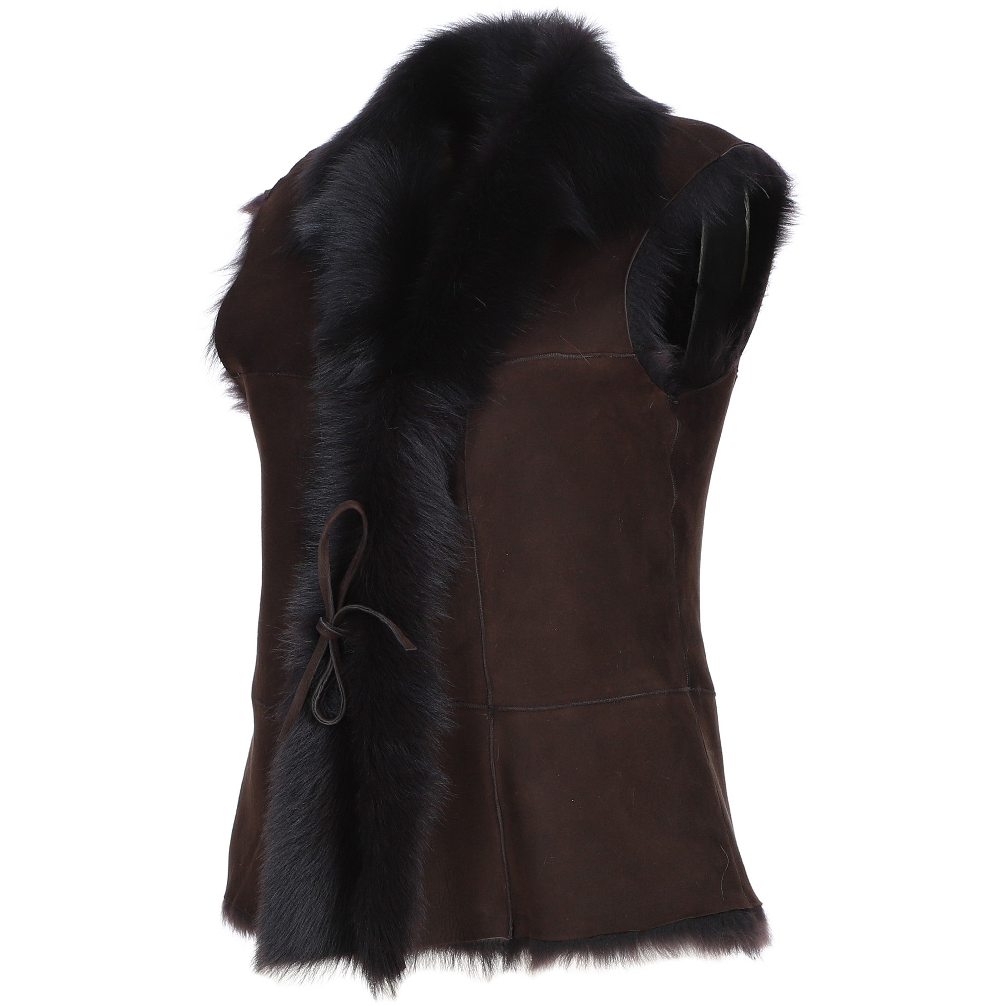 Toscana Suede Leather Gilet Brn/Brn: KB-42