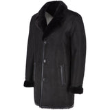 Luxury 4 Button Single Breasted Mink Collar and Sheepskin Coat Black: KE-224 MINK