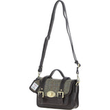 Ashwood Leather & Harris Tweed® Cloth Small Satchel Bag with Twist Lock Brown/Green: TW-33-09-BG