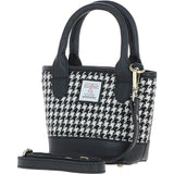 Ashwood Leather & Harris Tweed® Cloth Small Grab Bag Black/White: TW-63-12-BW