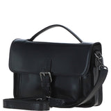 Ashwood Leather Medium Crossbody Satchel Bag Black: P-62