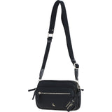 Compact Twin Zip Ashwood Leather Crossbody Bag Black: X-35