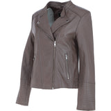 Leather Biker Jacket Taupe: N-31