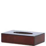 Elegant Ashwood Leather Tissue Box with Magnetic Bottom Chestnut: LF-116